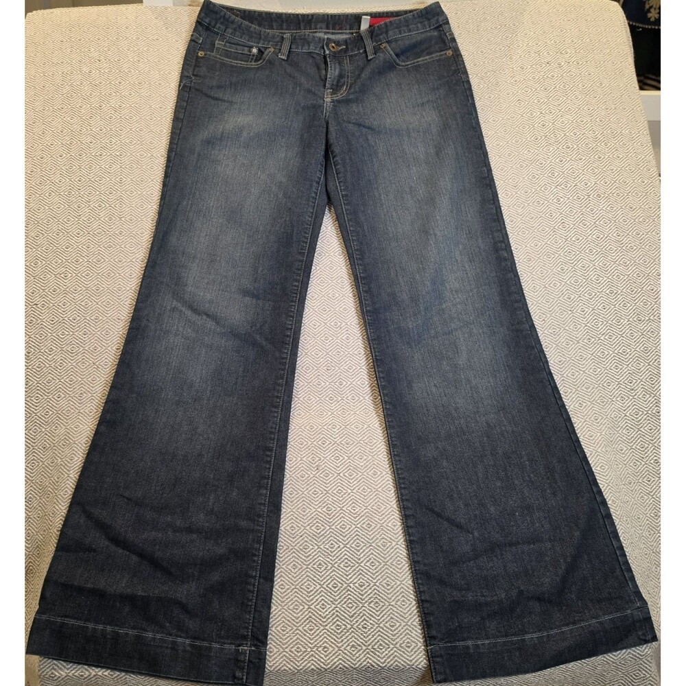 X2 Quality Denim Y2K 2000s Wide Leg Flare Jeans Dark Wash Size 10